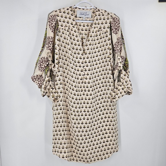 Veronica Beard Dresses & Skirts - Vintage Veronica Beard Silk Mini Dress Cream Floral Block Print Quiet Luxury 1
